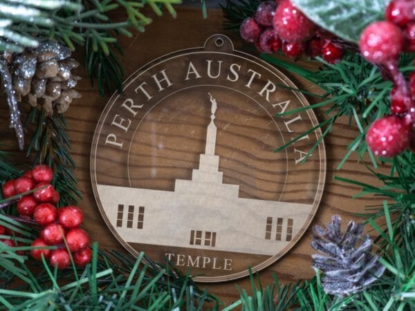 LDS Perth Australia Temple Christmas Ornament with Christmas Decorations