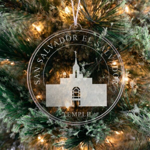 LDS San Salvador El Salvador Temple Christmas Ornament hanging on a Tree