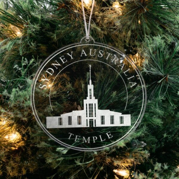 LDS Sydney Australia Temple Christmas Ornament hanging on a Tree