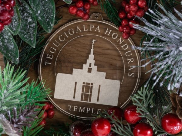 LDS Tegucigalpa Honduras Temple Christmas Ornament with Christmas Decorations