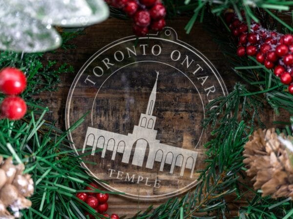 LDS Toronto Ontario Temple Christmas Ornament with Christmas Decorations