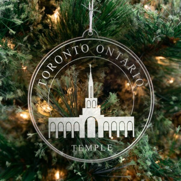 LDS Toronto Ontario Temple Christmas Ornament hanging on a Tree