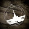 LDS Tuxtla Gutierrez Mexico Temple Christmas Ornament laying on a Wooden Background