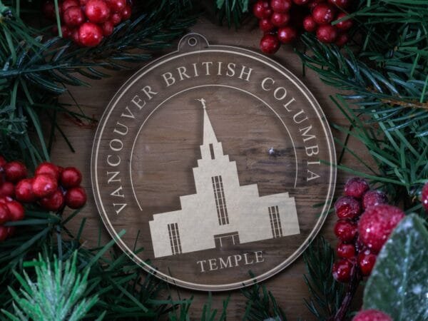 LDS Vancouver British Columbia Temple Christmas Ornament with Christmas Decorations