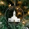LDS Yigo Guam Temple Christmas Ornament hanging on a Tree